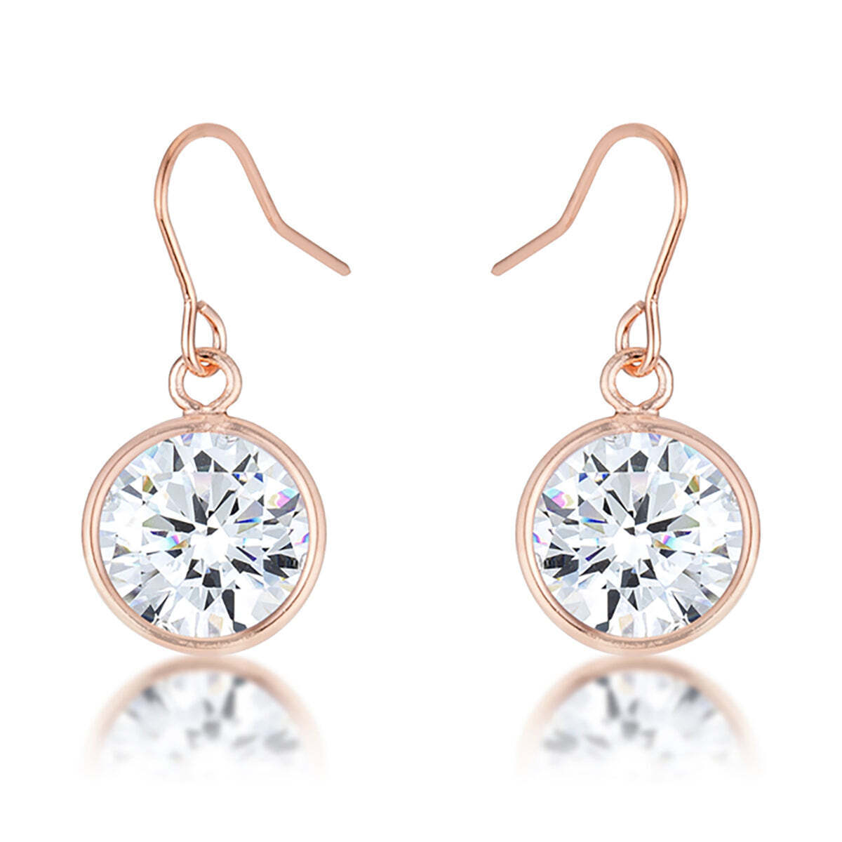 55 Ct Rose Gold Cz Drop Earrings 22$